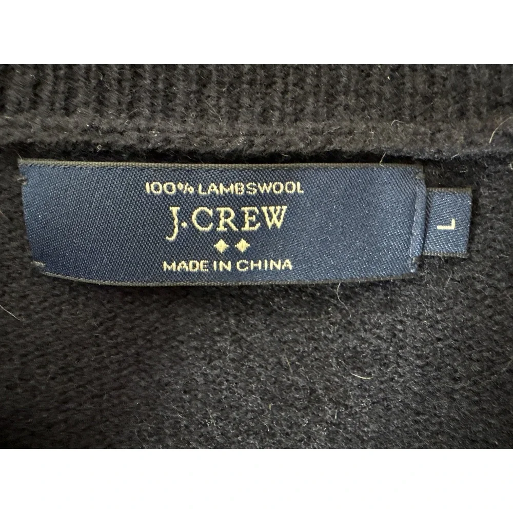 J Crew Mens Navy Lambswool Shawl‎ Collar Cardigan Sweater Size L Heritage Preppy